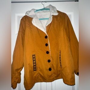 Women's Orange Jacket with Faux Fur Lining